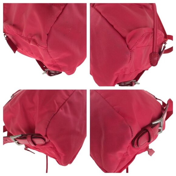 Prada Tessuto Triangle Logo Plate Red Silver Hardware Nylon Leather Rucksack Day main image 4